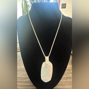 Elegant Kendra Scott Silver Necklace with Iridescent Pendant